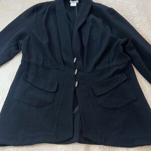 Soft Surroundings Black‎ Blazer with Button Detail